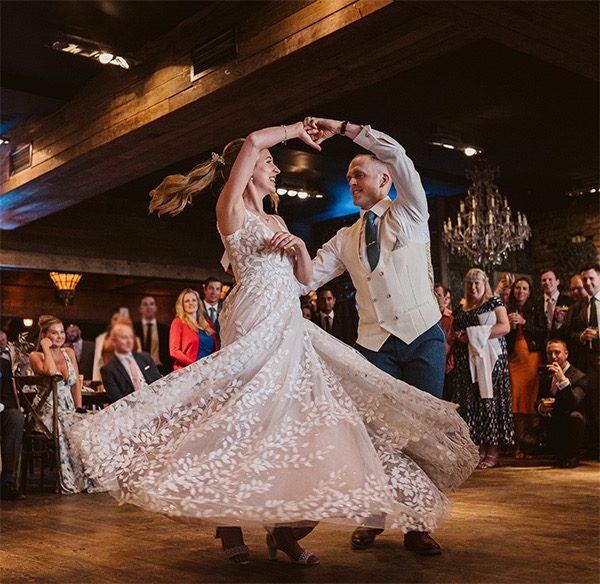 Couple sharing their wedding first dance