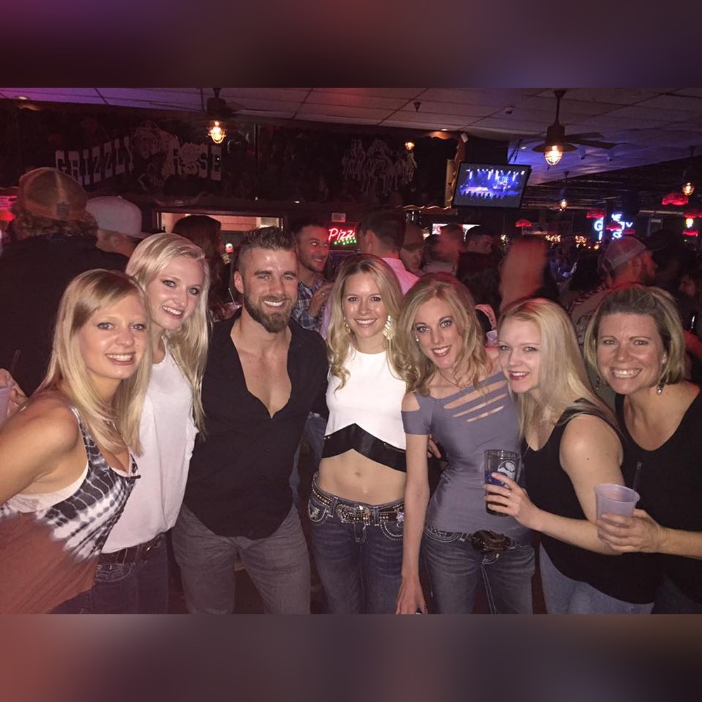 Hunter with friends at a country bar