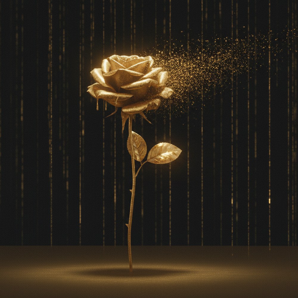 A gold rose in falling gold code