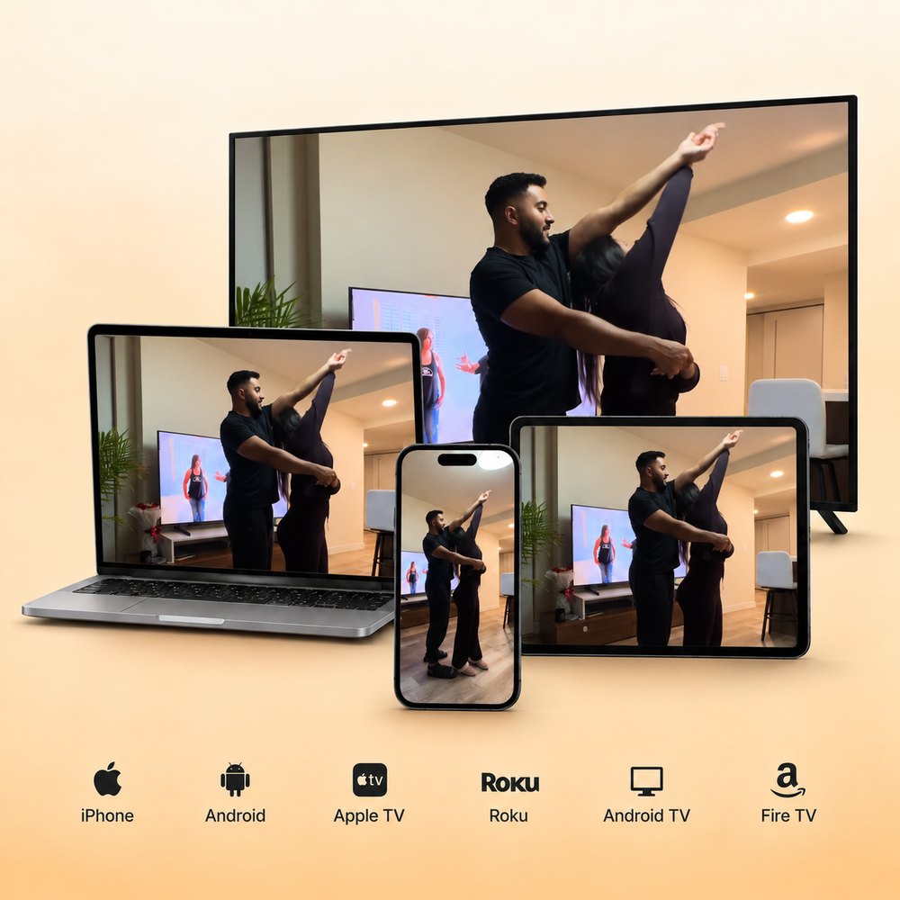 Starter Pack on a TV, laptop, tablet and phone